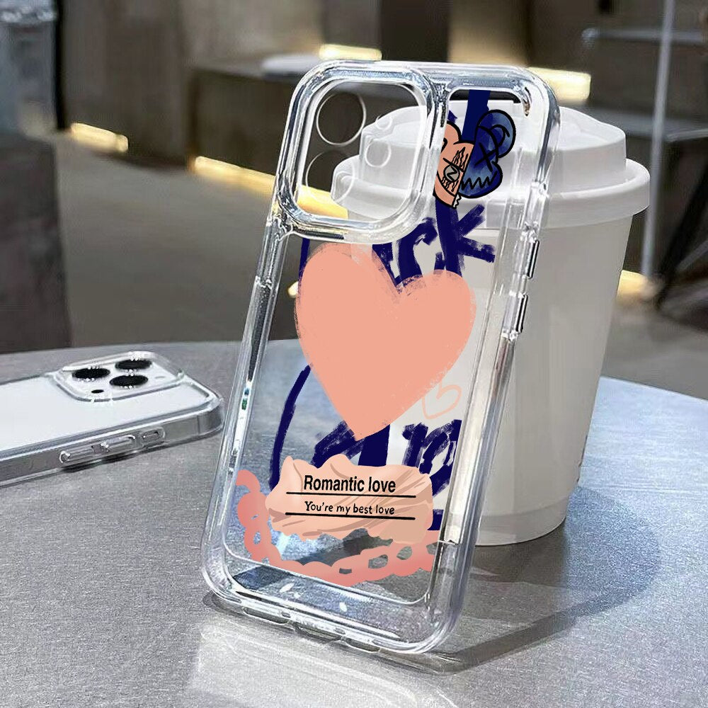 Yickyue Cute Rabbit Bunny Pink Heart Phone Case For iPhone 13 Pro Max Case iPhone 11 Case iPhone 12 14 Pro Max X XS XR Kawaii Soft Cover
