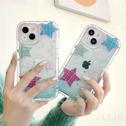 Yickyue Gasbag Shockproof Phone Case For apple iPhone 14 Plus 11 12 13 Pro Max 14promax Soft Cover Cute Girly Stars Full Protection Capa