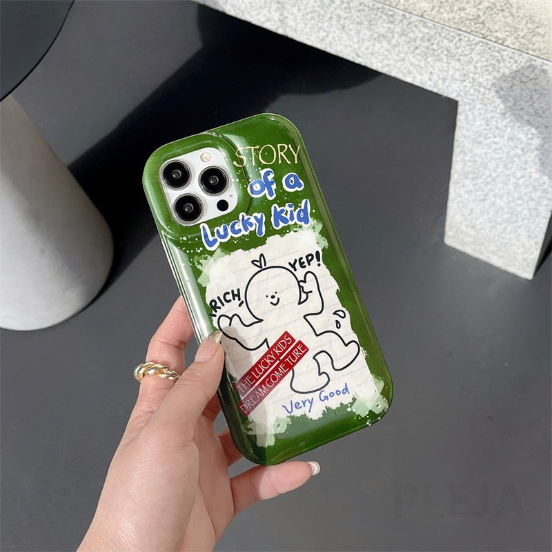 Yickyue INS Air Bag Puff Shockproof Phone Case For apple iPhone 14 Plus 11 12 13 Pro Max 14pro Soft Cover Cute Cartoon Label Gasbag Capa