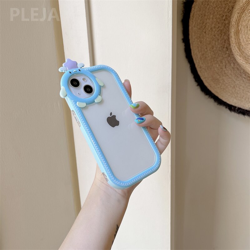 Yickyue Cute Lovely Cartoon Lens Transparent Phone Case For iPhone 13 Pro Max Coque Funny Clear Protector Cover For iphone 12 11 pro max