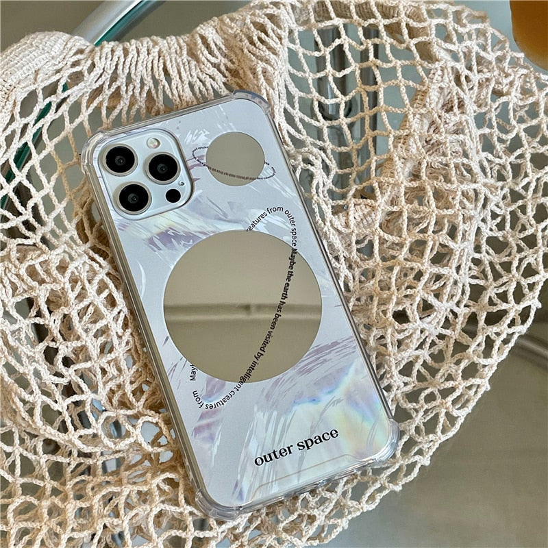 Yickyue INS Outer space planet mirror case for airpods Pro 1 2 Earphone case For iphone 11 13 12Pro Max X XR 7 8Plus Protective cover