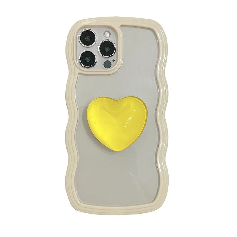 Japan Dream Crystal Love Heart Stand Phone Case For iPhone 13 12 11 Pro XS Max X XR Candy Cute Clear Soft Silicone Back Cover